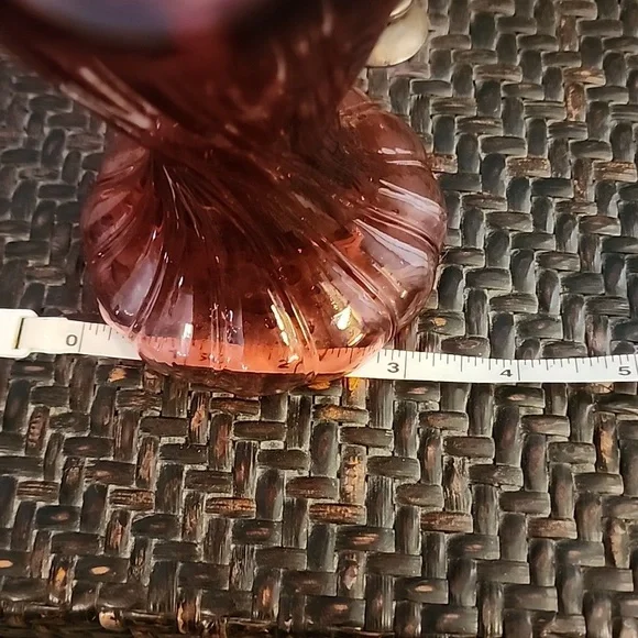 Vintage Fenton Style Glass Basket Vase Cranberry Red Burgundy Vase - Picture 10 of 10